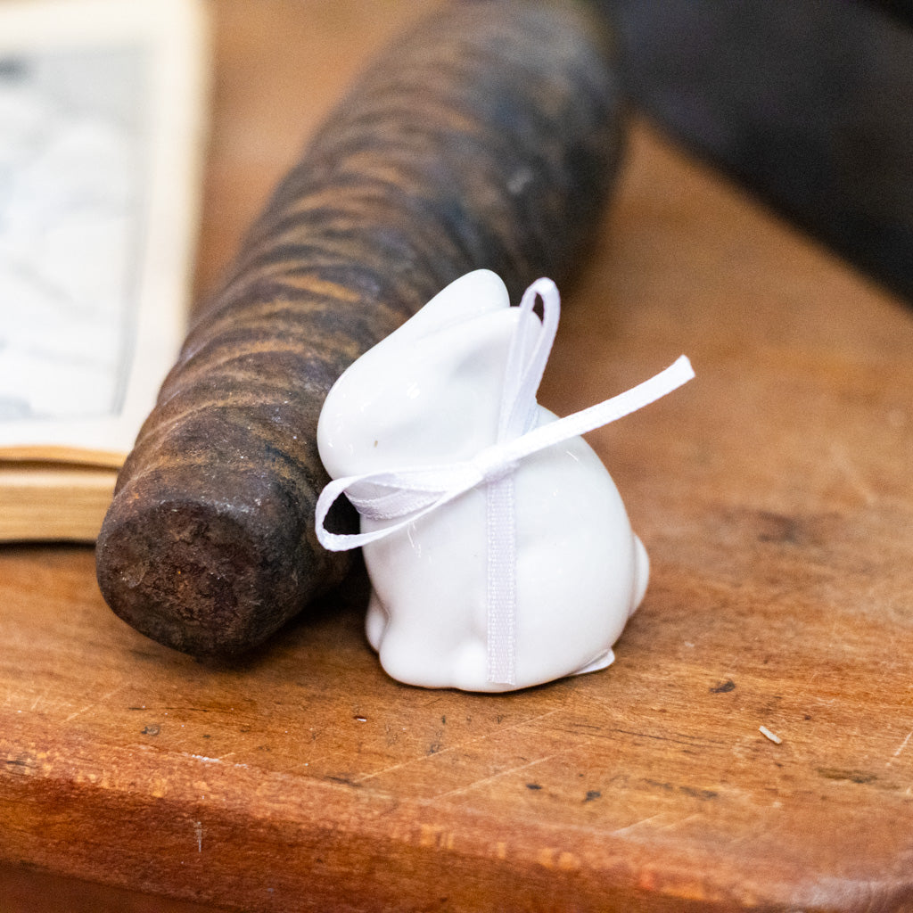 White Ceramic Baby Bunny with White Bow
