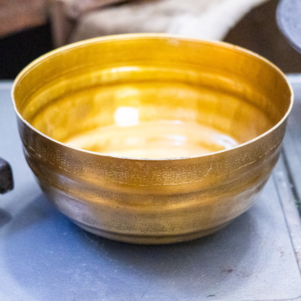 Aluminum Gold Grooved Bowl