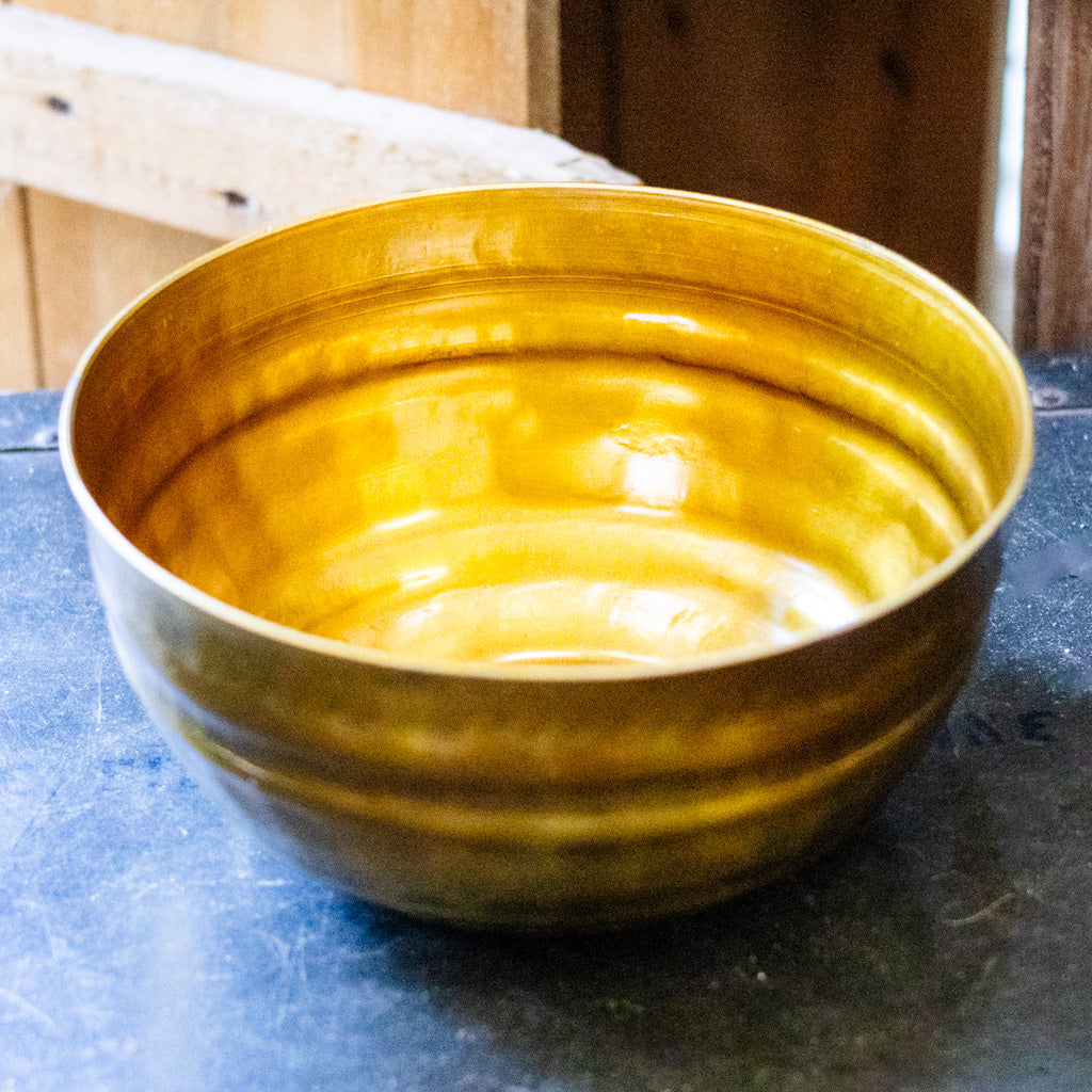 Aluminum Gold Grooved Bowl