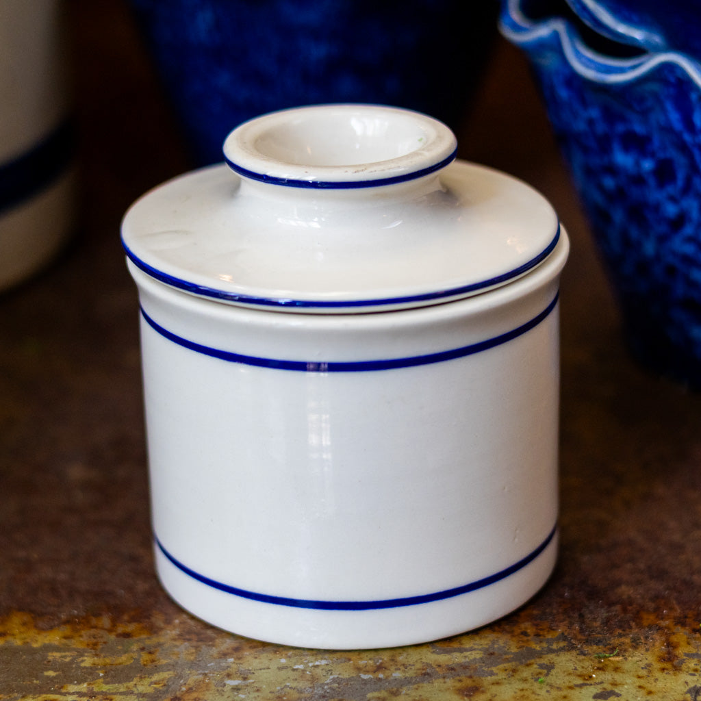 Stoneware Blue White Butter Keeper