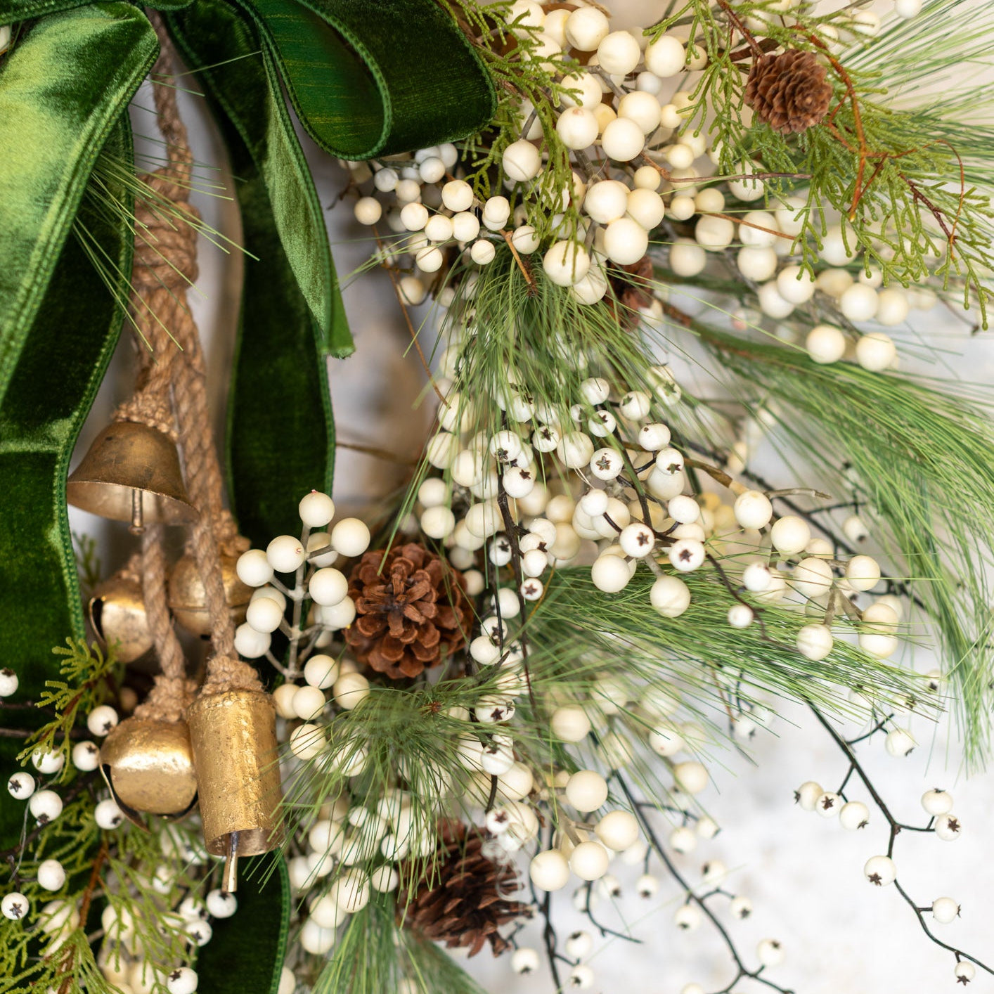 Very Berry White Wreath with Bells