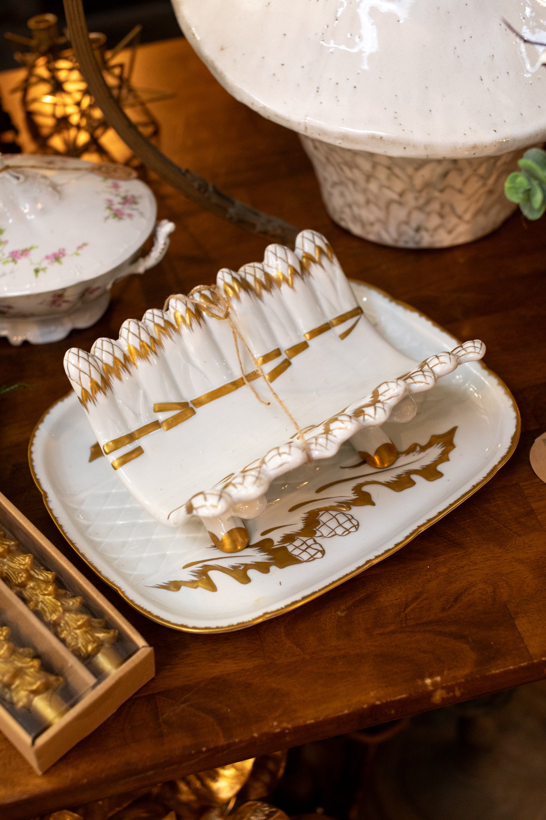 Vintage French Asparagus Server with Underplate Made in France