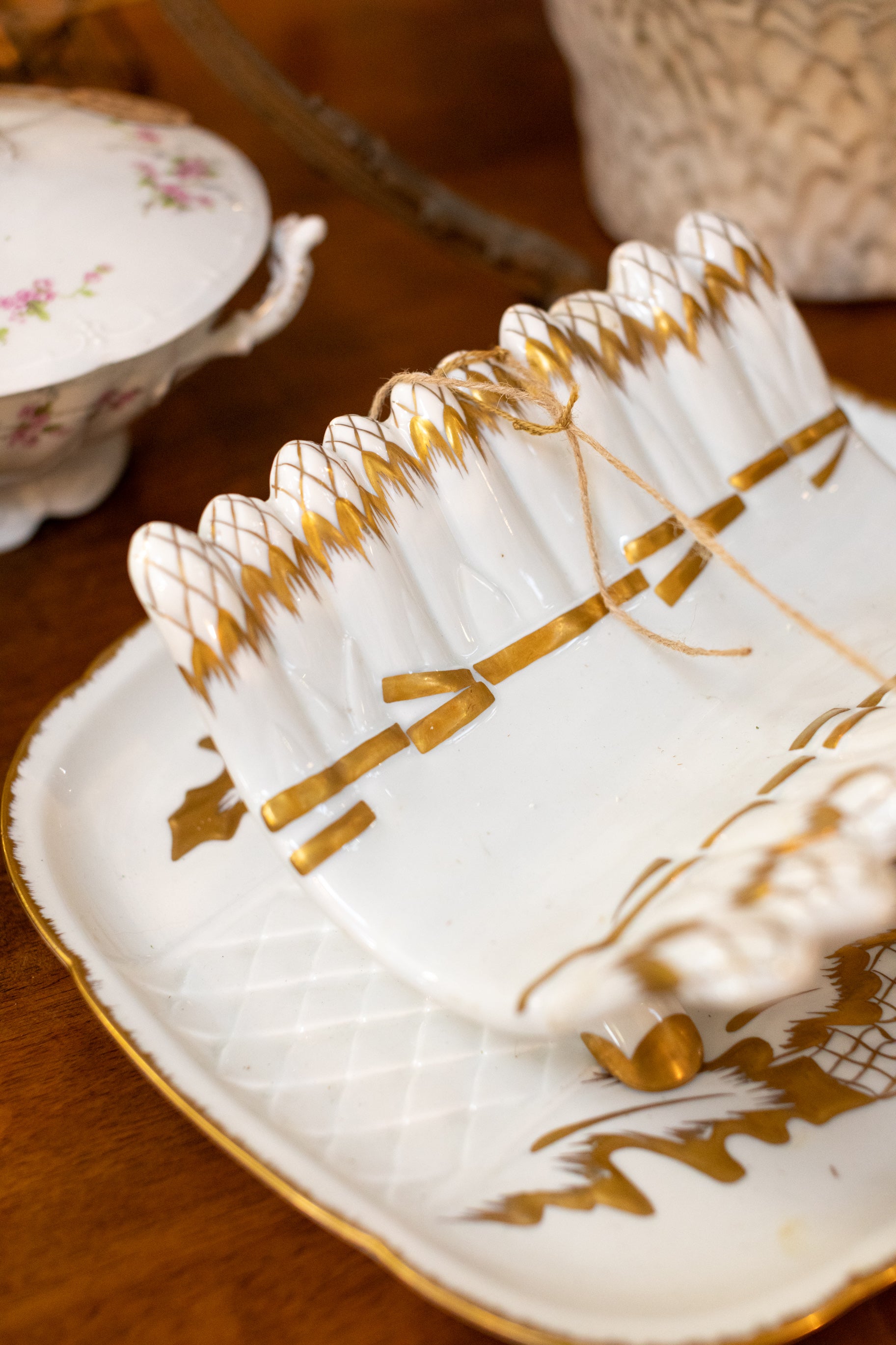 Vintage French Asparagus Server with Underplate Made in France