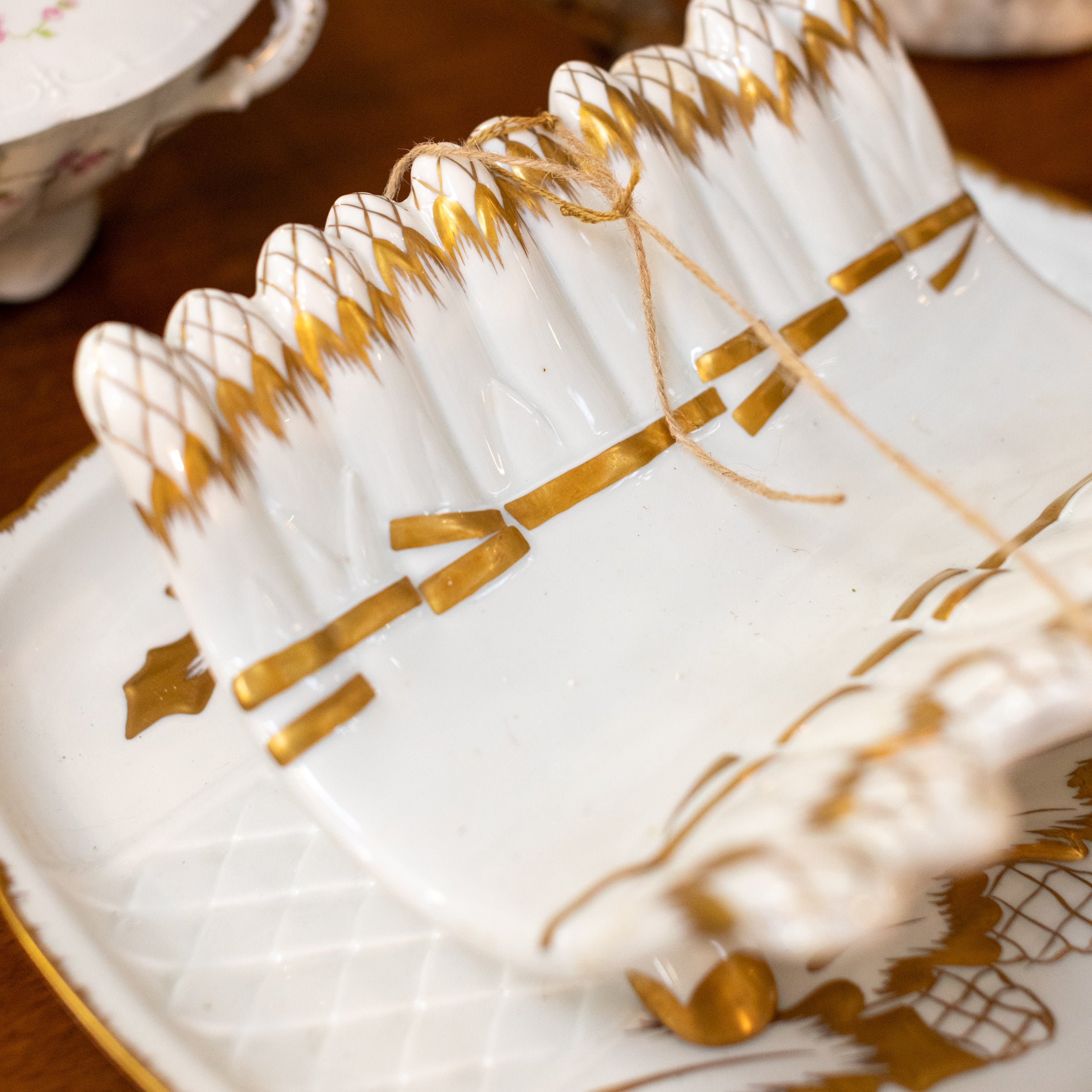 Vintage French Asparagus Server with Underplate Made in France