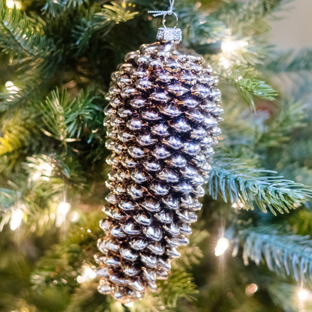 Antiqued Silver Pinecone Ornament