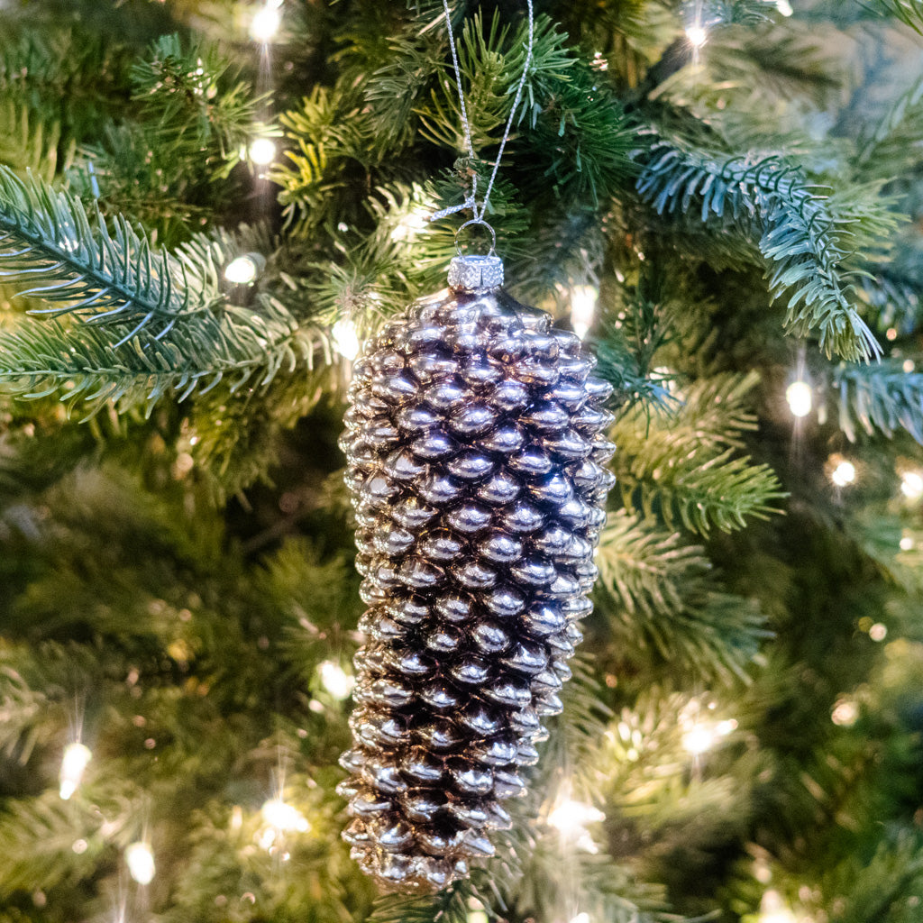 Antiqued Silver Pinecone Ornament