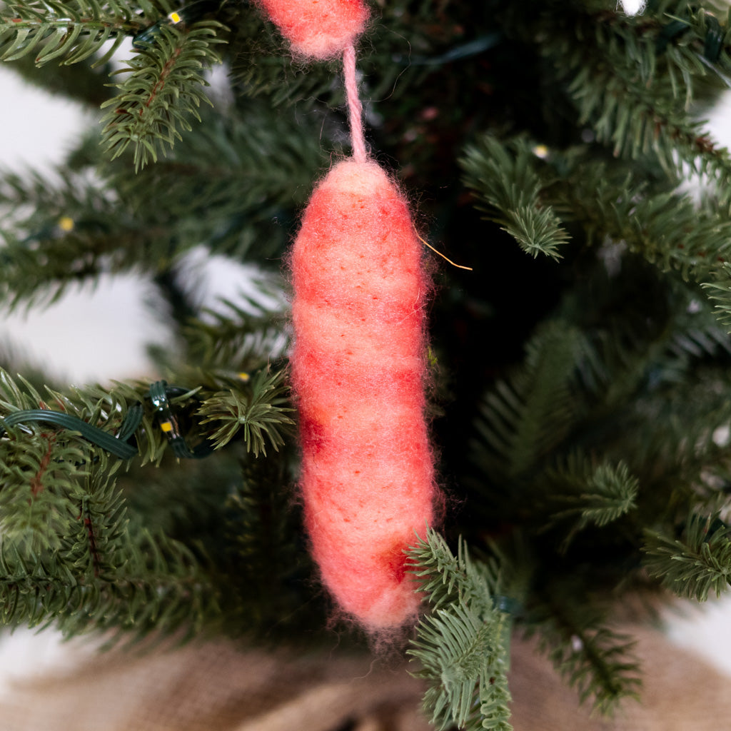 Wool Felt Mice on Sausage Food Ornament