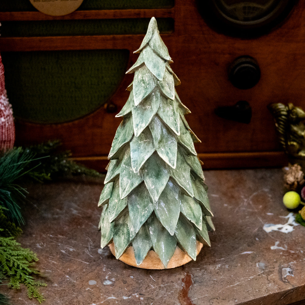 Tall Green Resin Christmas Tree