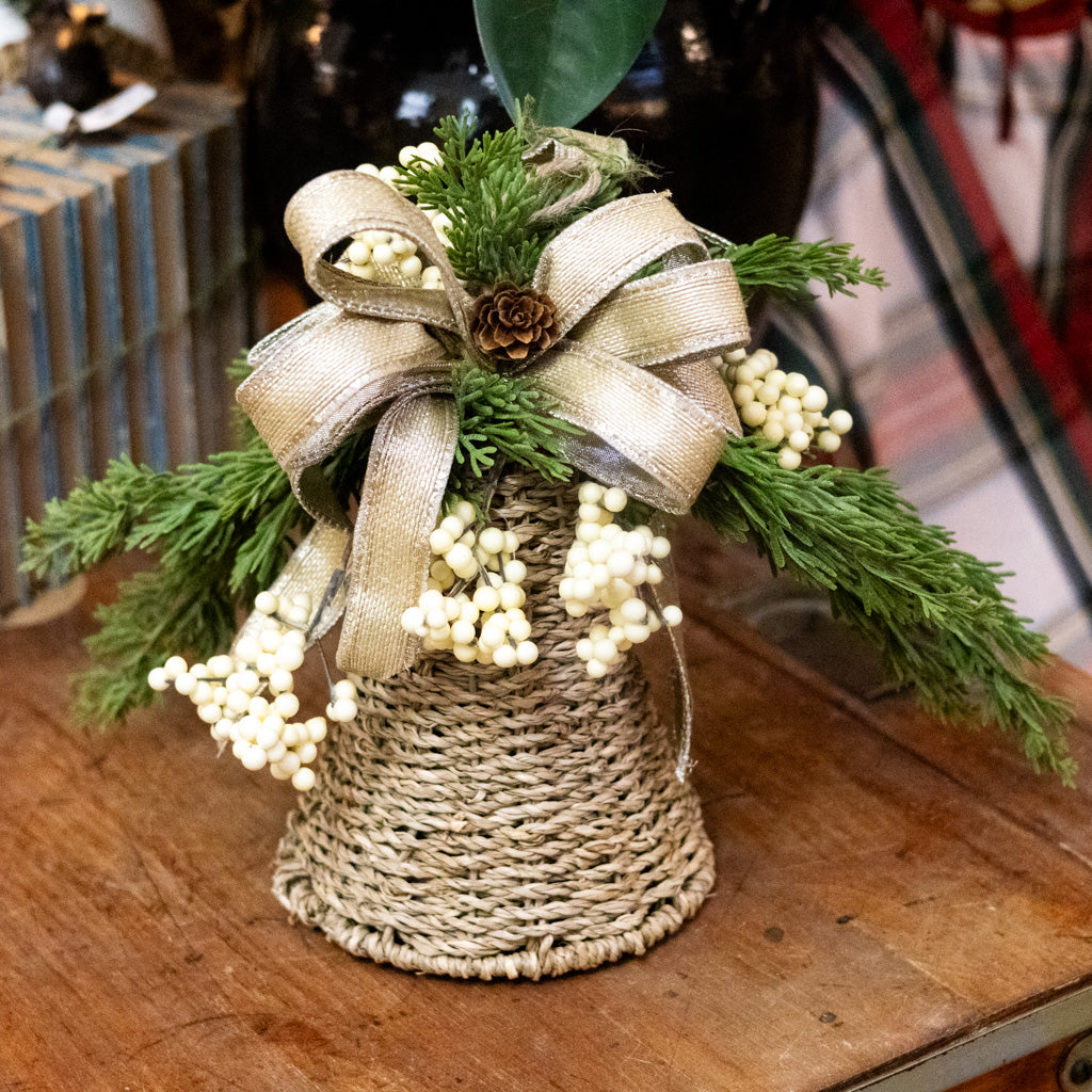 Embellished White Hanging Woven Bell