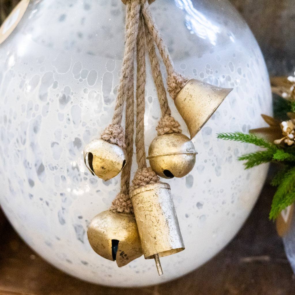 Metal Gold Finish Bells on Jute Hanger