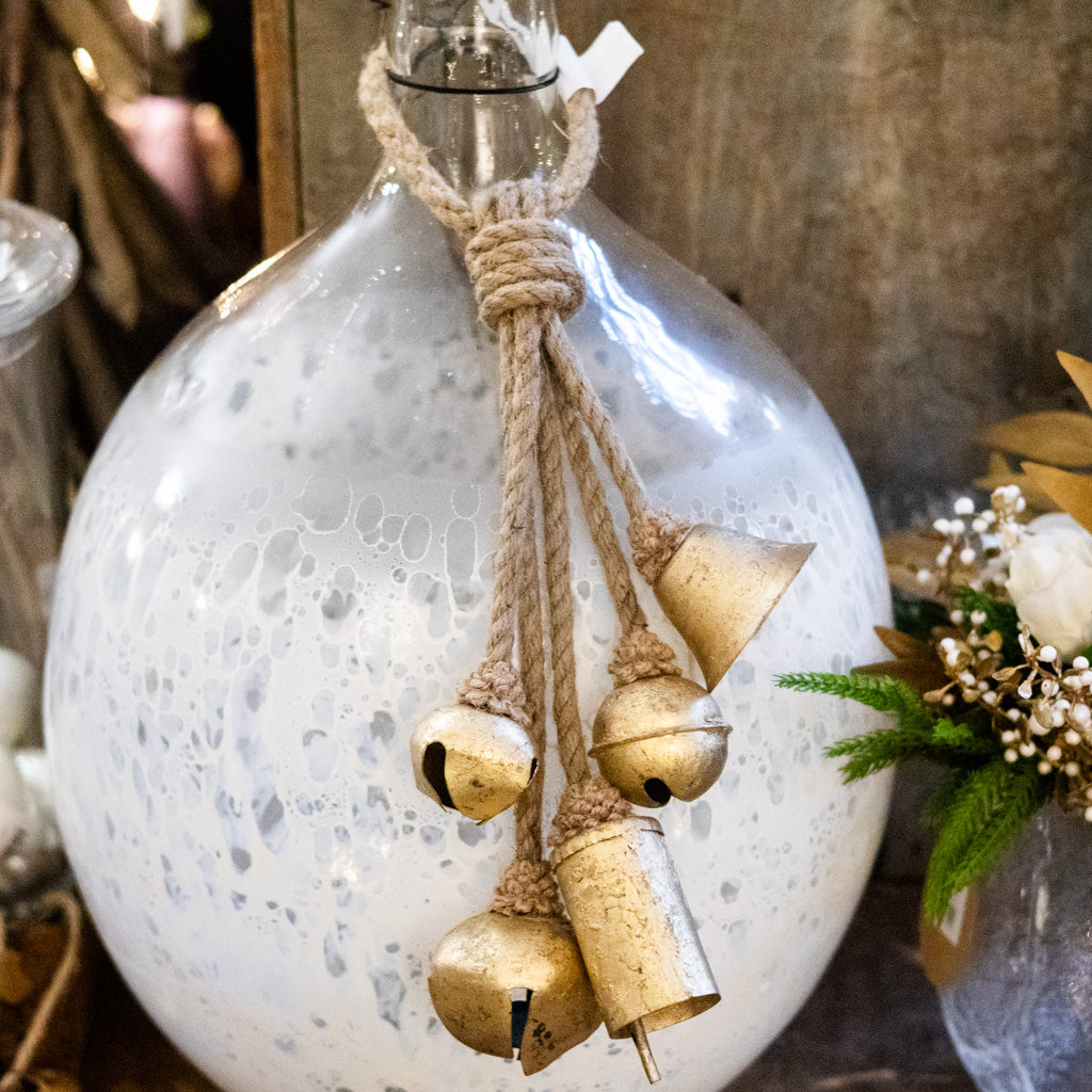 Metal Gold Finish Bells on Jute Hanger