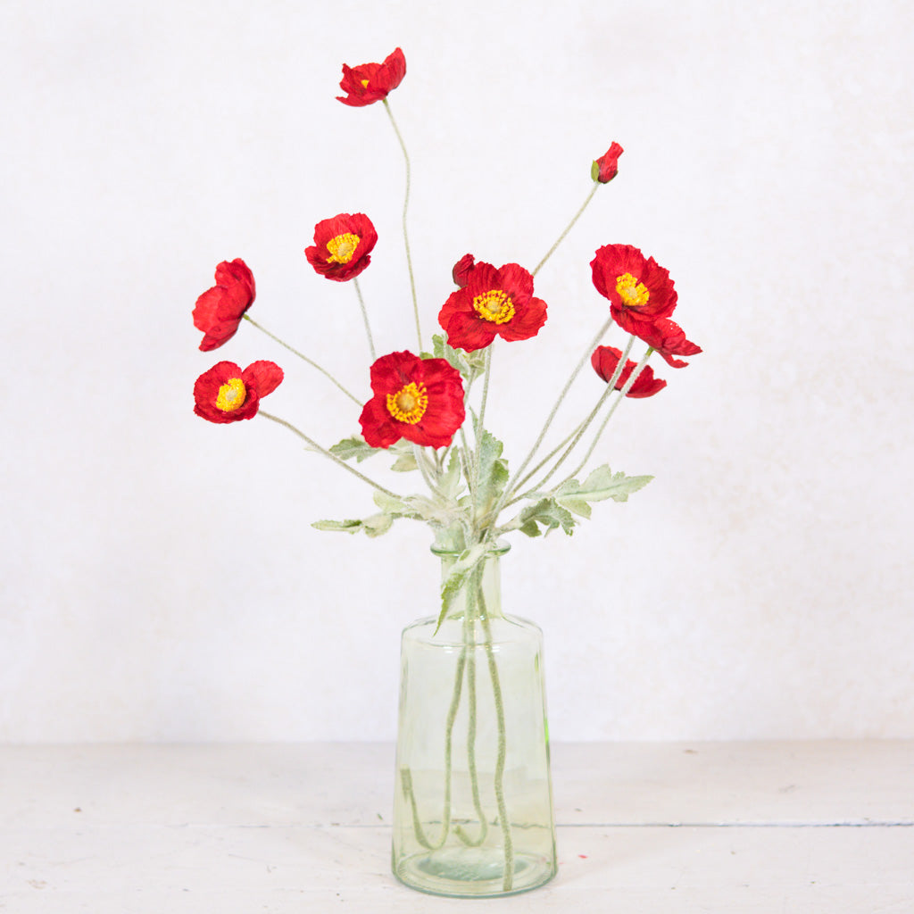 Red Poppy Spray Stem