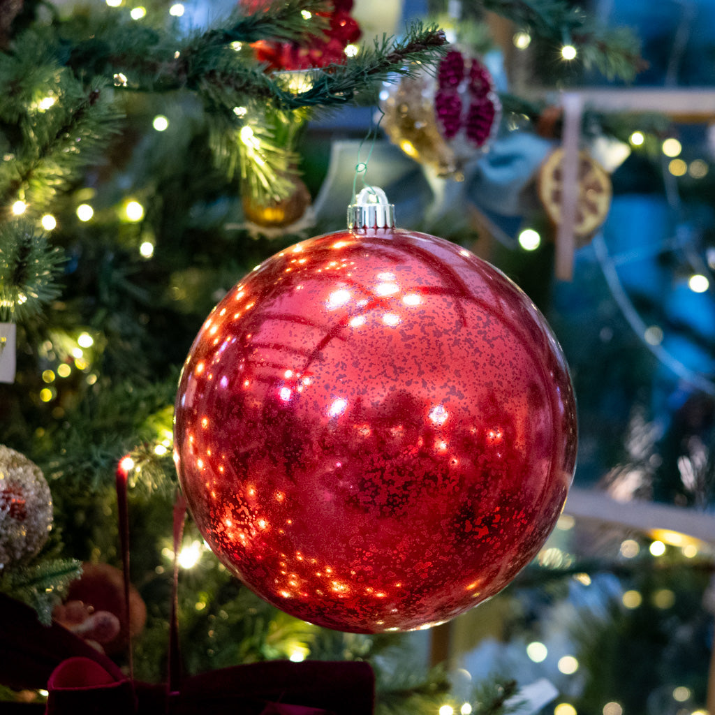 Big Red Shiny Mercury Ball Ornament
