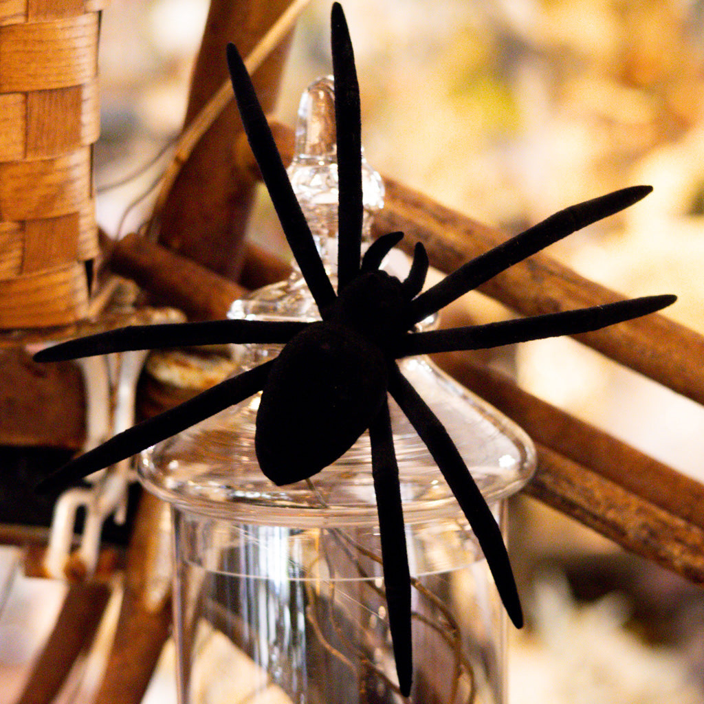 Flocked Black Plastic Spider