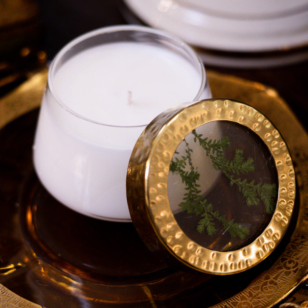 Hand-Poured Pressed Floral Candle Glass Forest Small