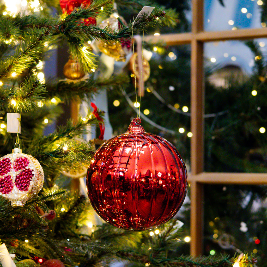 Red Glass Bauble Ball Ornament