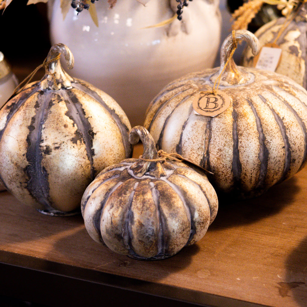 Matte Antiqued Gold Mercury Glass Pumpkin Small