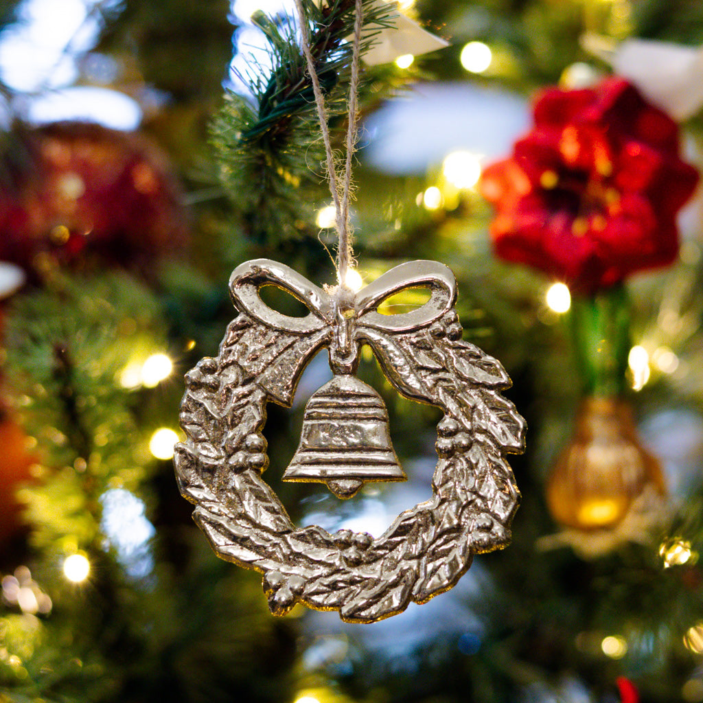 Gold Wreath with Bell Ornament