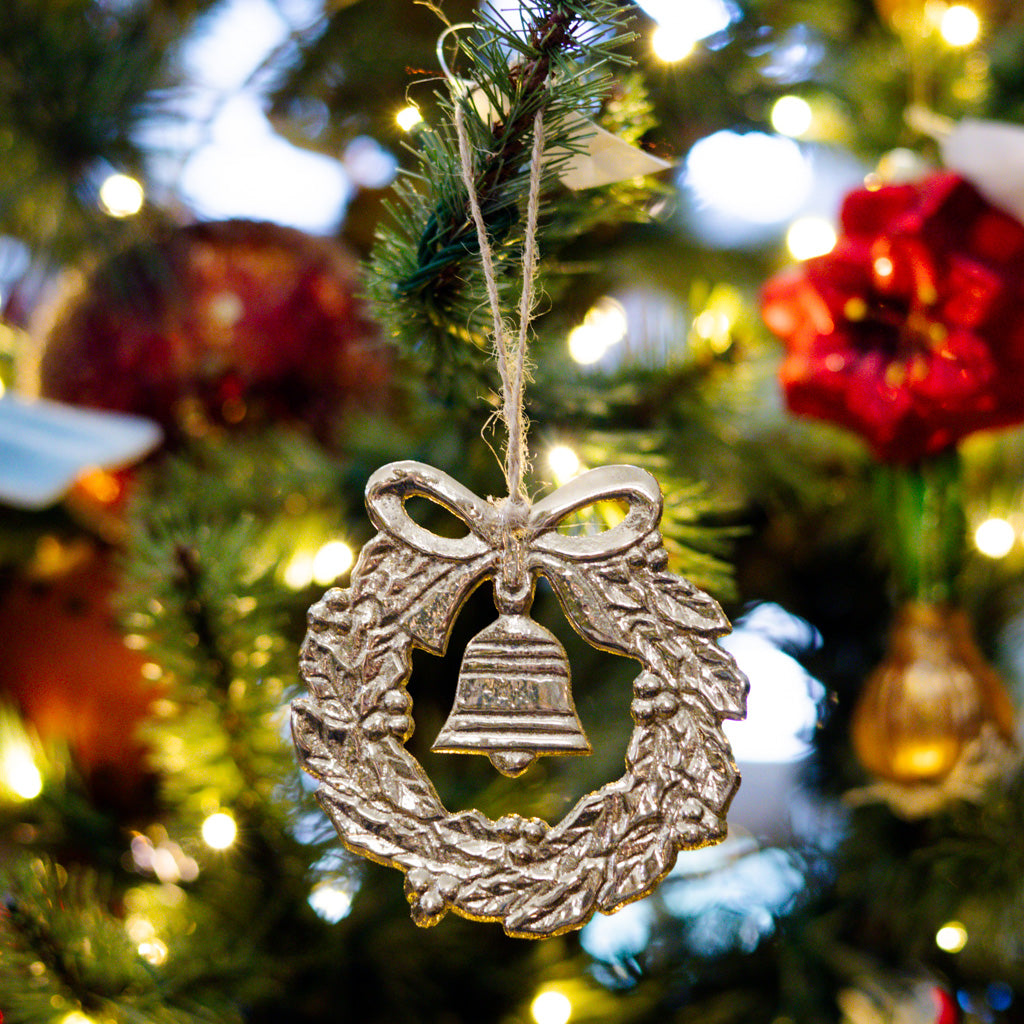 Gold Wreath with Bell Ornament