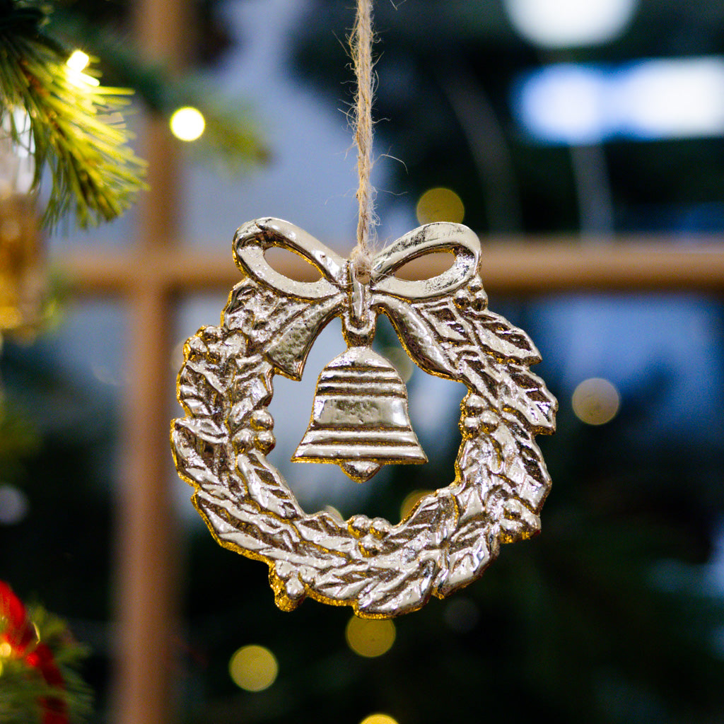 Gold Wreath with Bell Ornament
