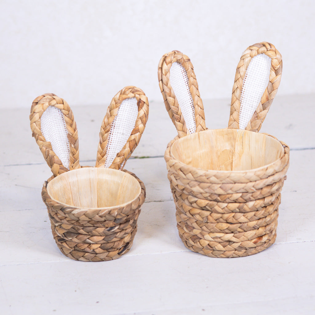 Short Natural Basketweave Bunny Ear Basket