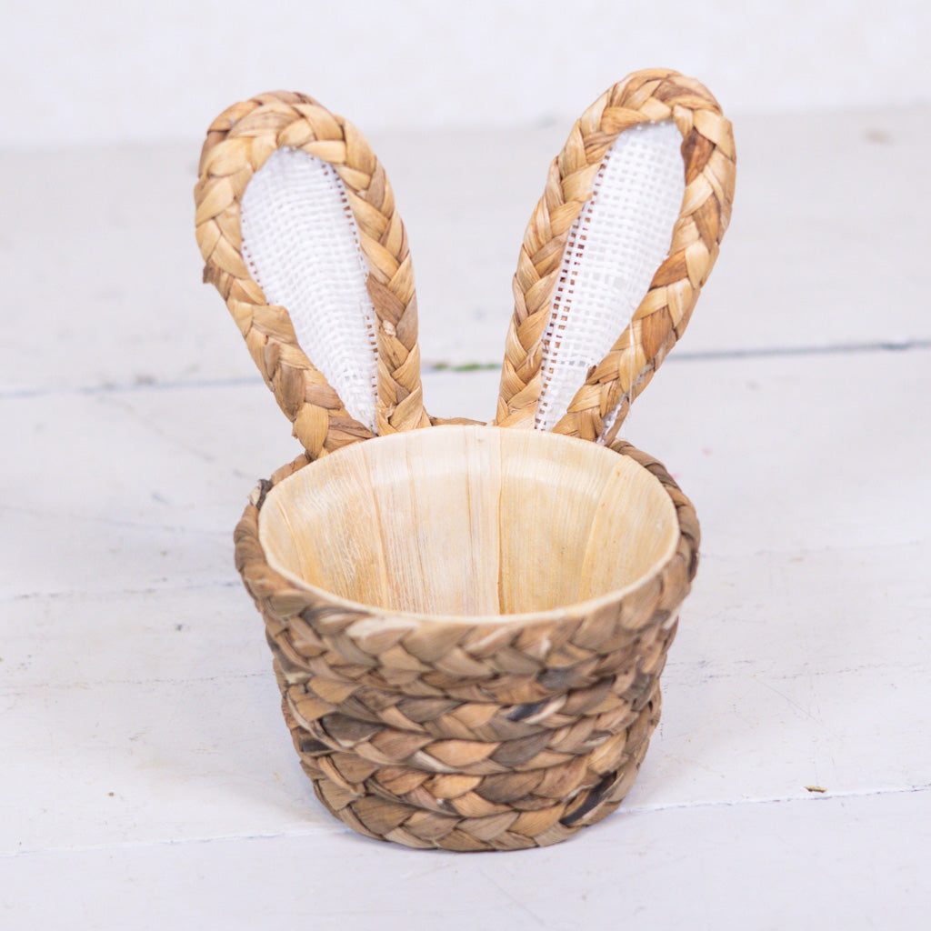Short Natural Basketweave Bunny Ear Basket