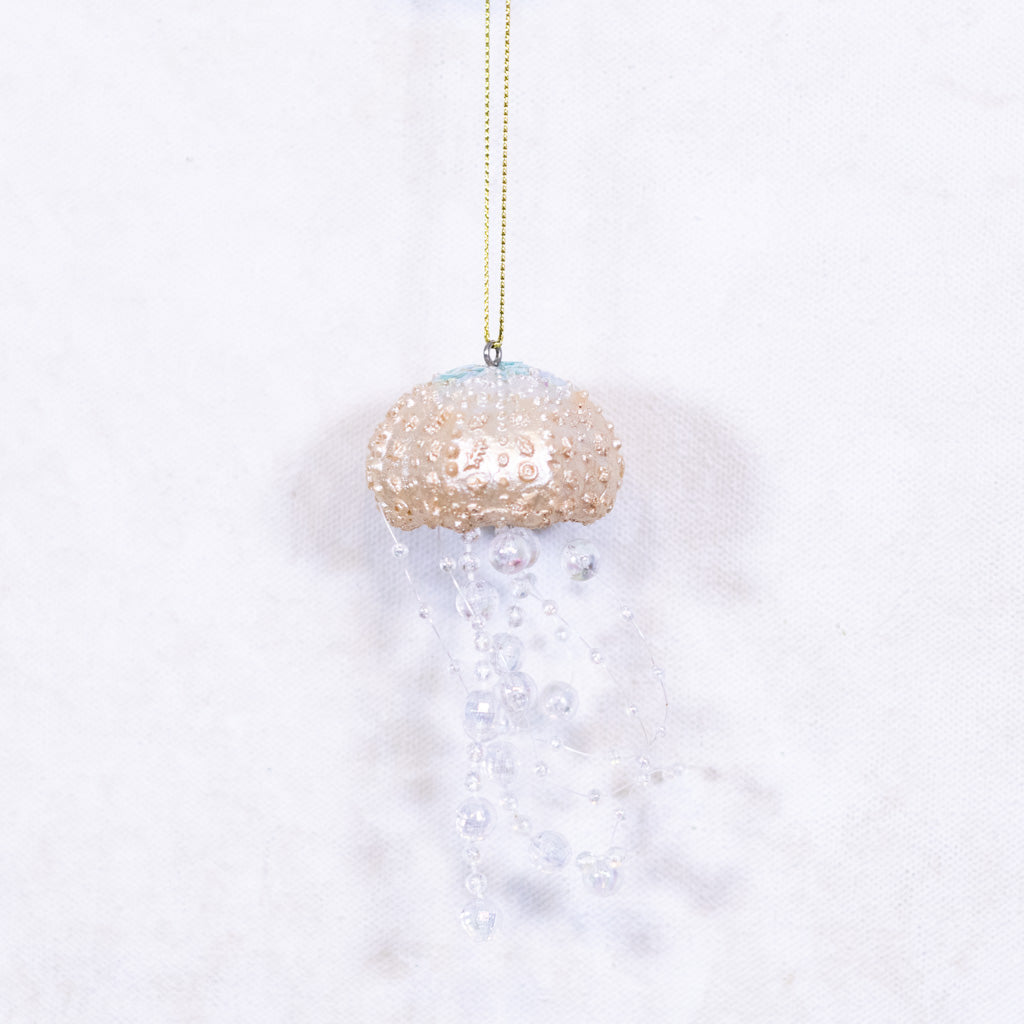Painted Resin Jelly Fish with Iridescent Tentacles Ornament