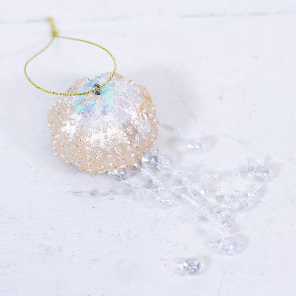 Painted Resin Jelly Fish with Iridescent Tentacles Ornament