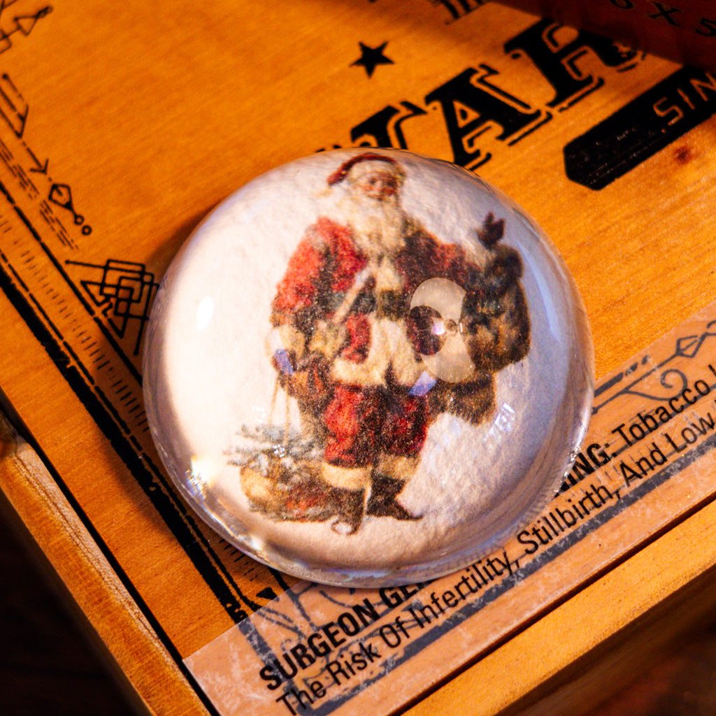 Santa with Toy Sack Glass Paperweight