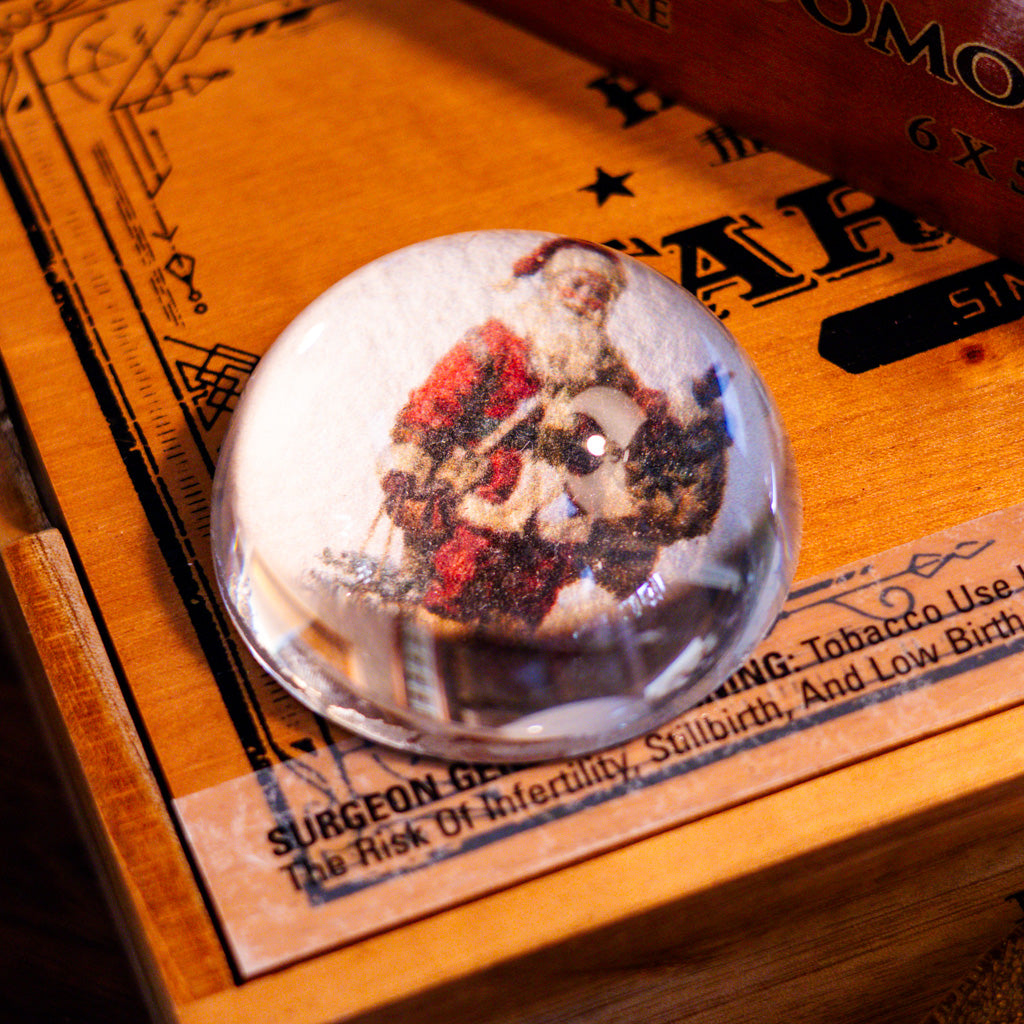 Santa with Toy Sack Glass Paperweight