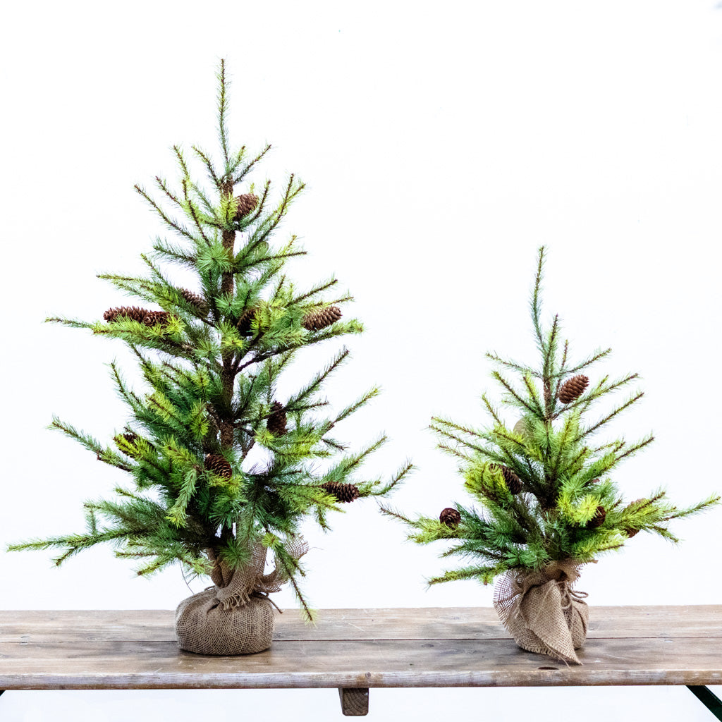 Tall Pine Pinecone Tree with Burlap Bag