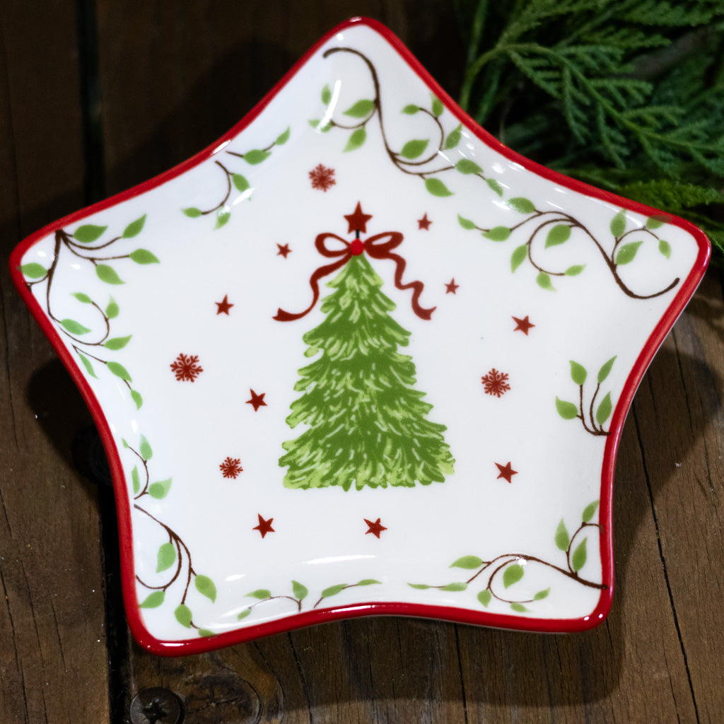 Ceramic Tidbit Dish with Tree Motif