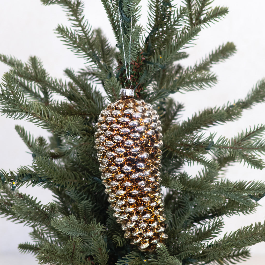 Antiqued Silver Pinecone Ornament