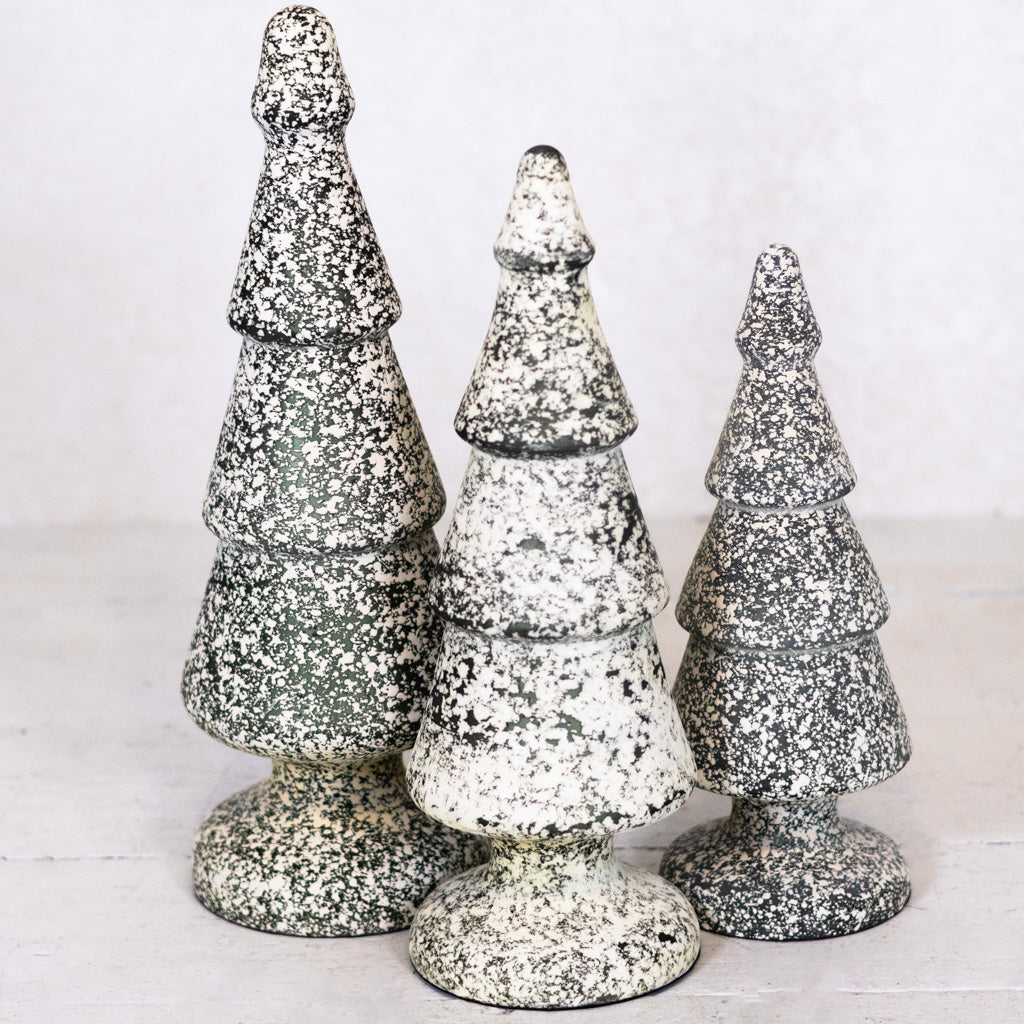 Dark Green and White Speckle Glass Tree Medium