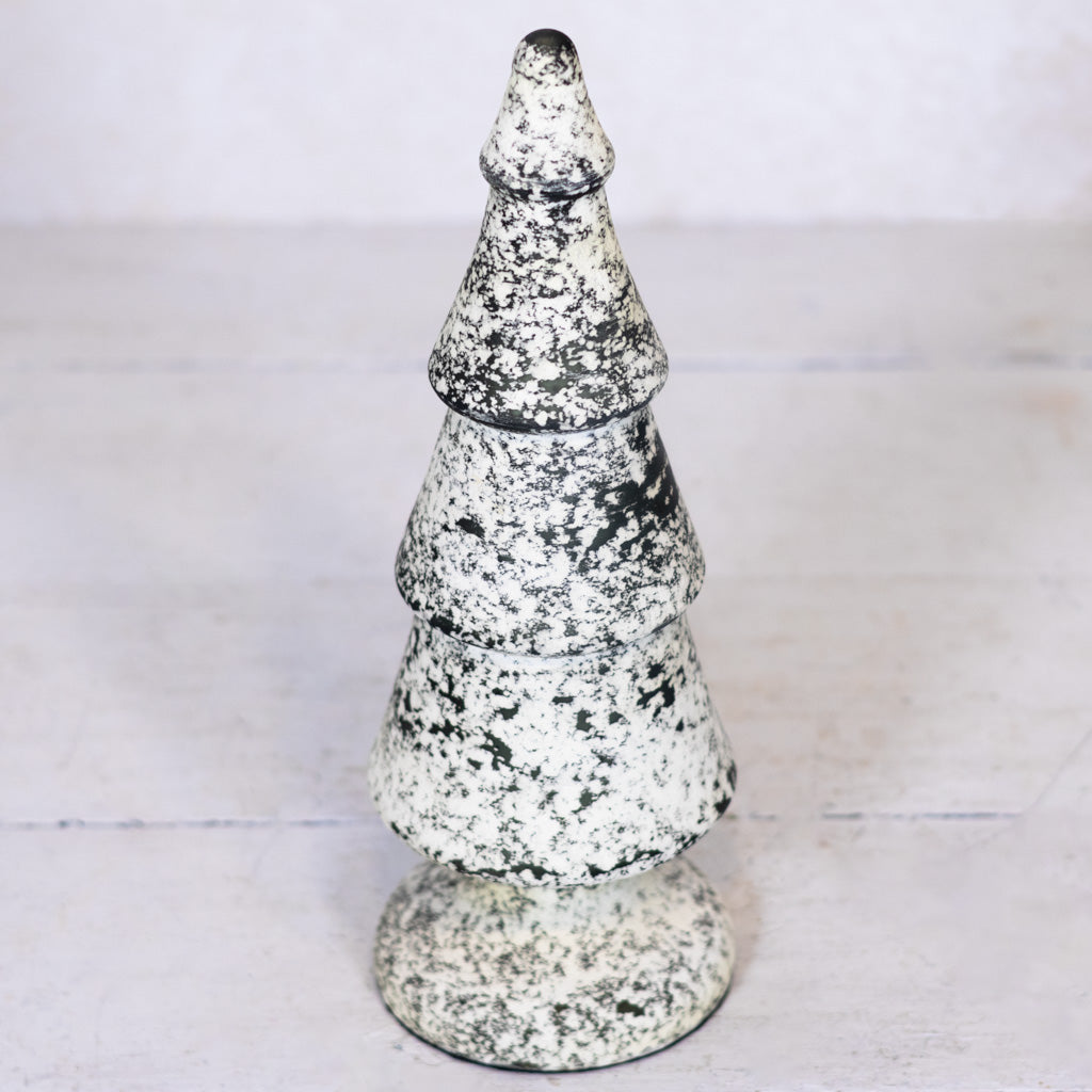 Dark Green and White Speckle Glass Tree Medium