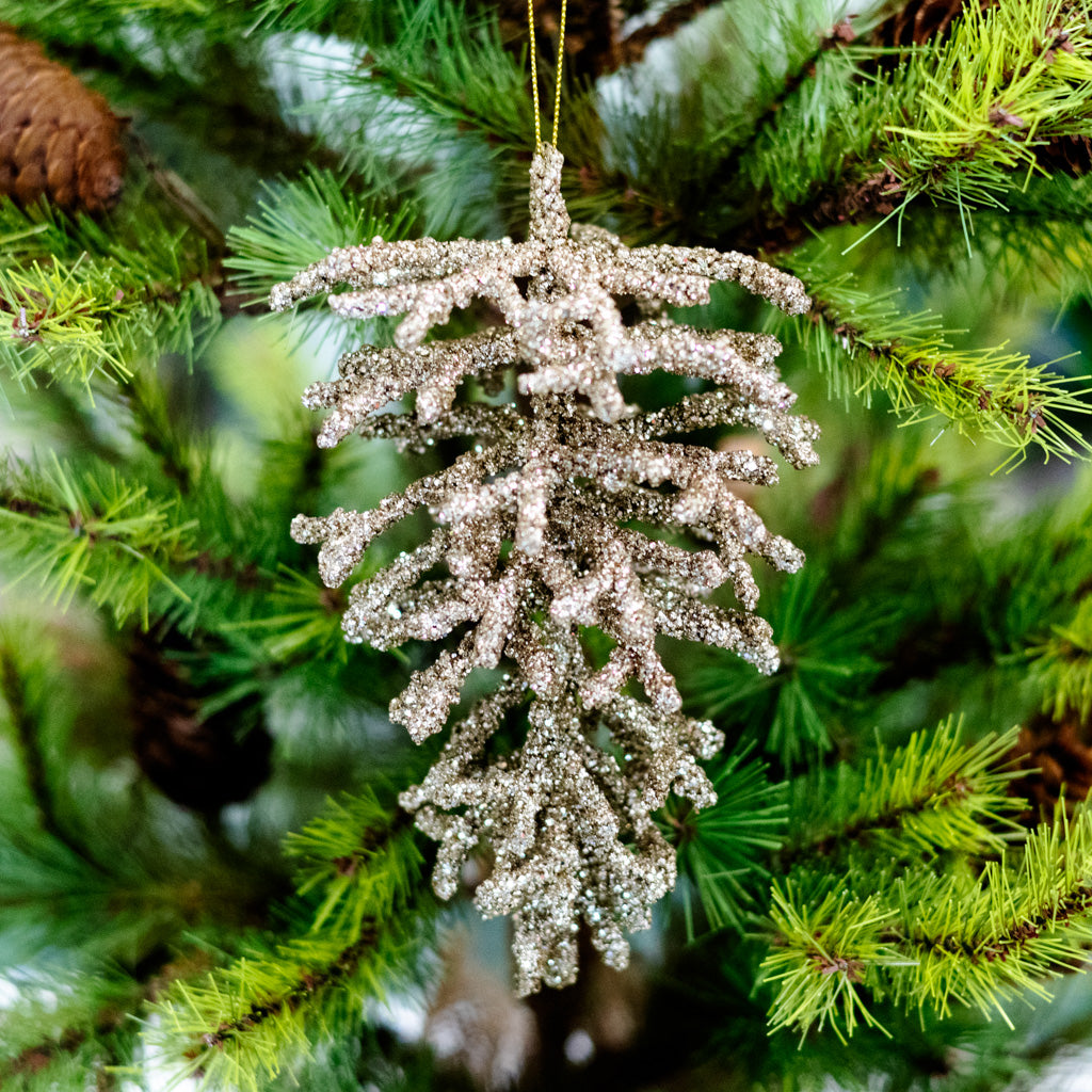 Large Gold Glittered Hanging Pinecone