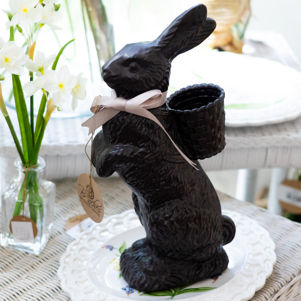Resin Chocolate Standing Bunny with Basket
