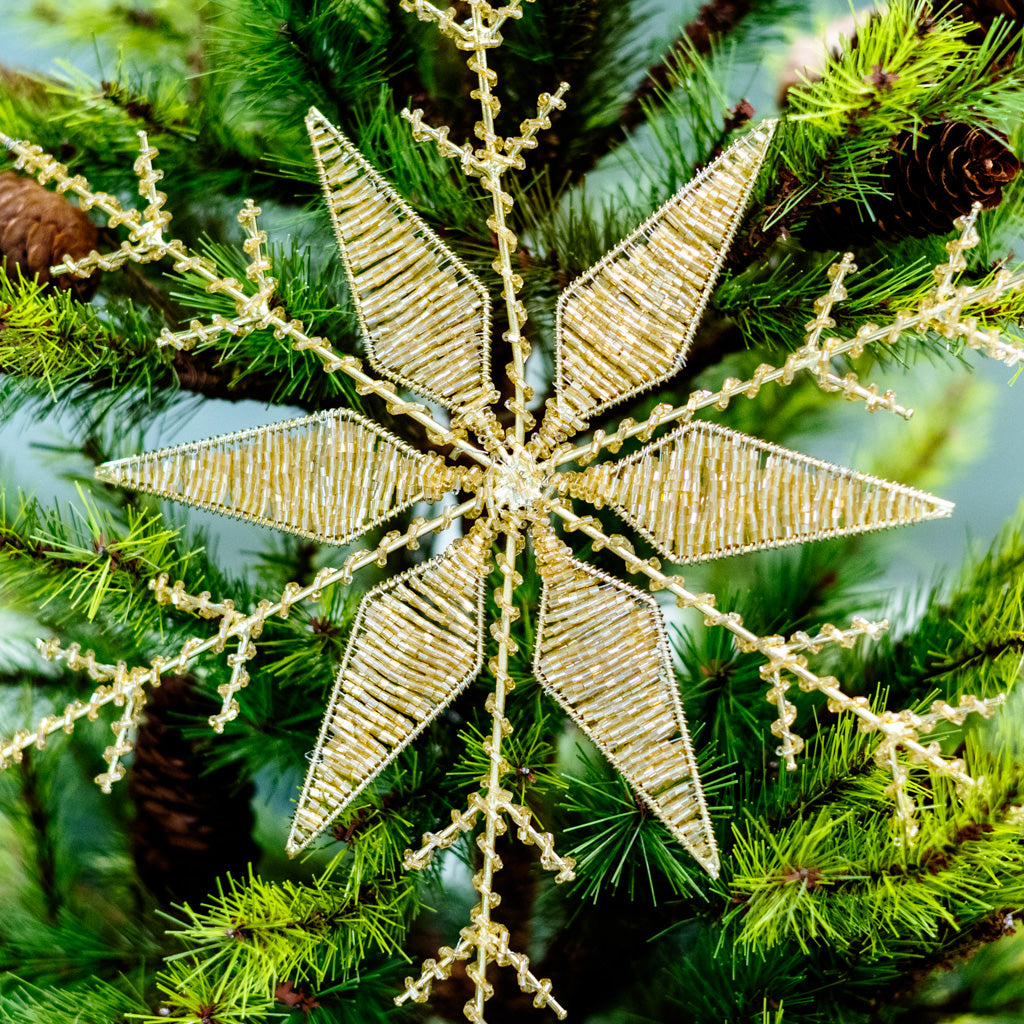 Large Champagne Fluret Snowflake Ornament