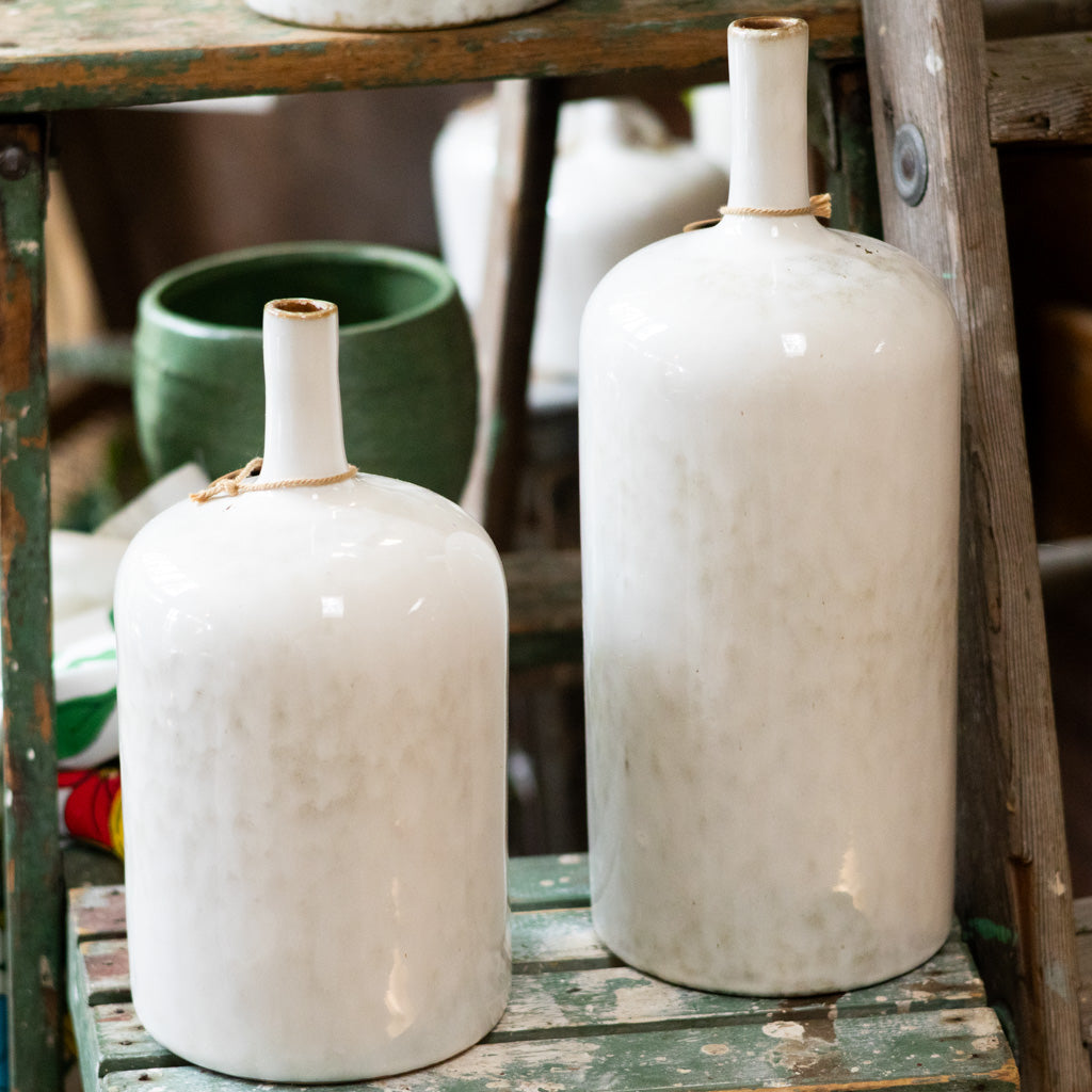 Stoneware Vase White Tall