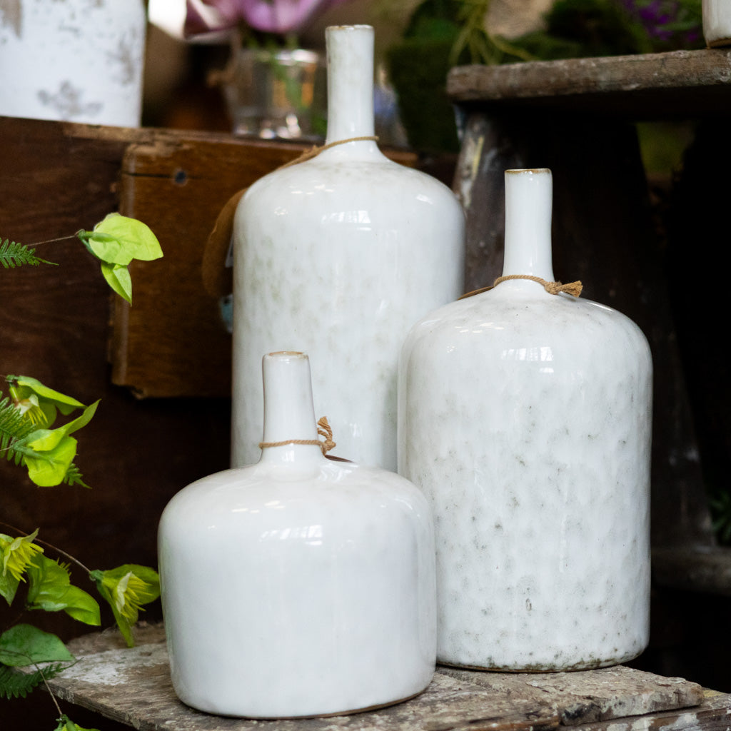 Stoneware Vase White Tall