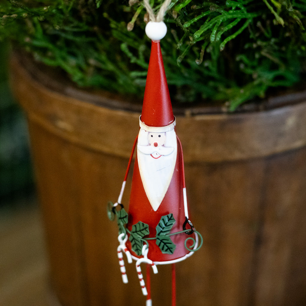 Cone Shaped Metal Santa with Candy Canes