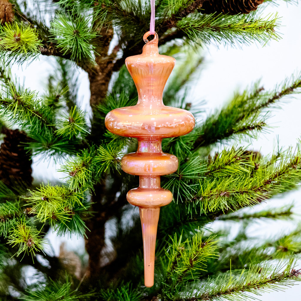 Spindle Shaped Iridescent Pink Glass Finial