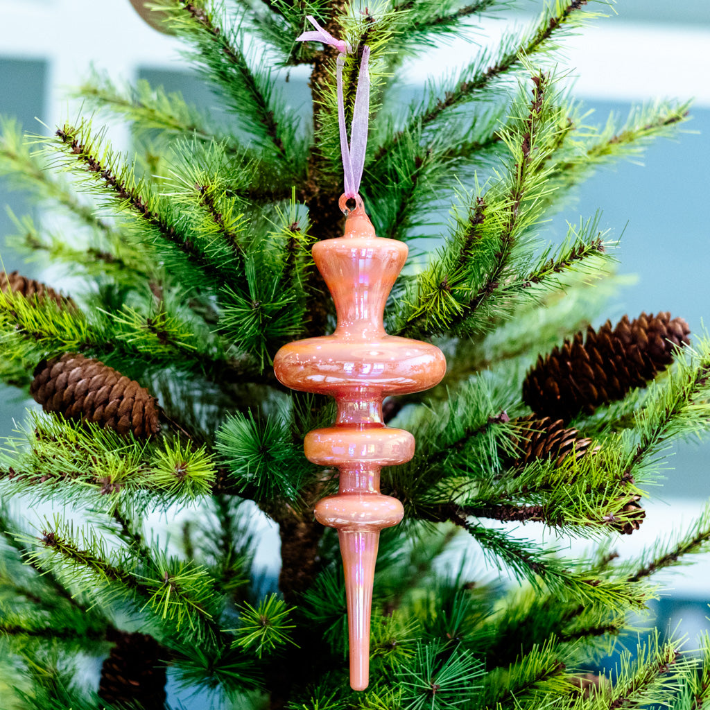 Spindle Shaped Iridescent Pink Glass Finial