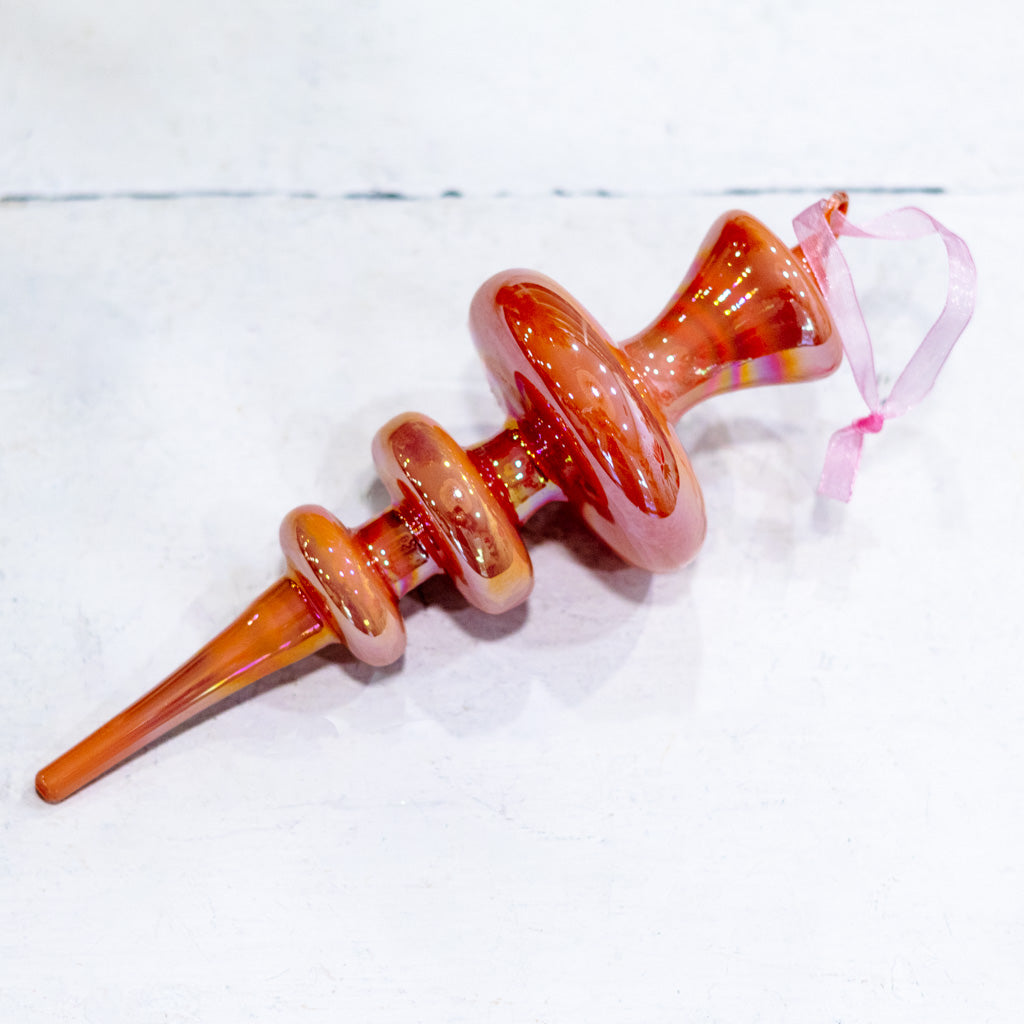 Spindle Shaped Iridescent Pink Glass Finial