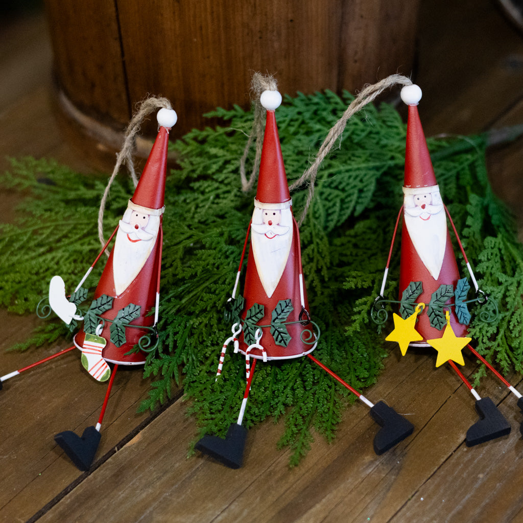 Cone Shaped Metal Santa with Candy Canes