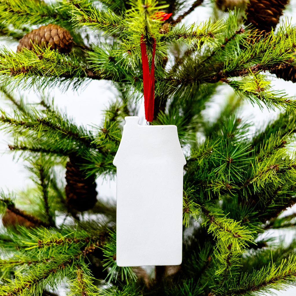 Dolomite Red House Door with Trees Ornament