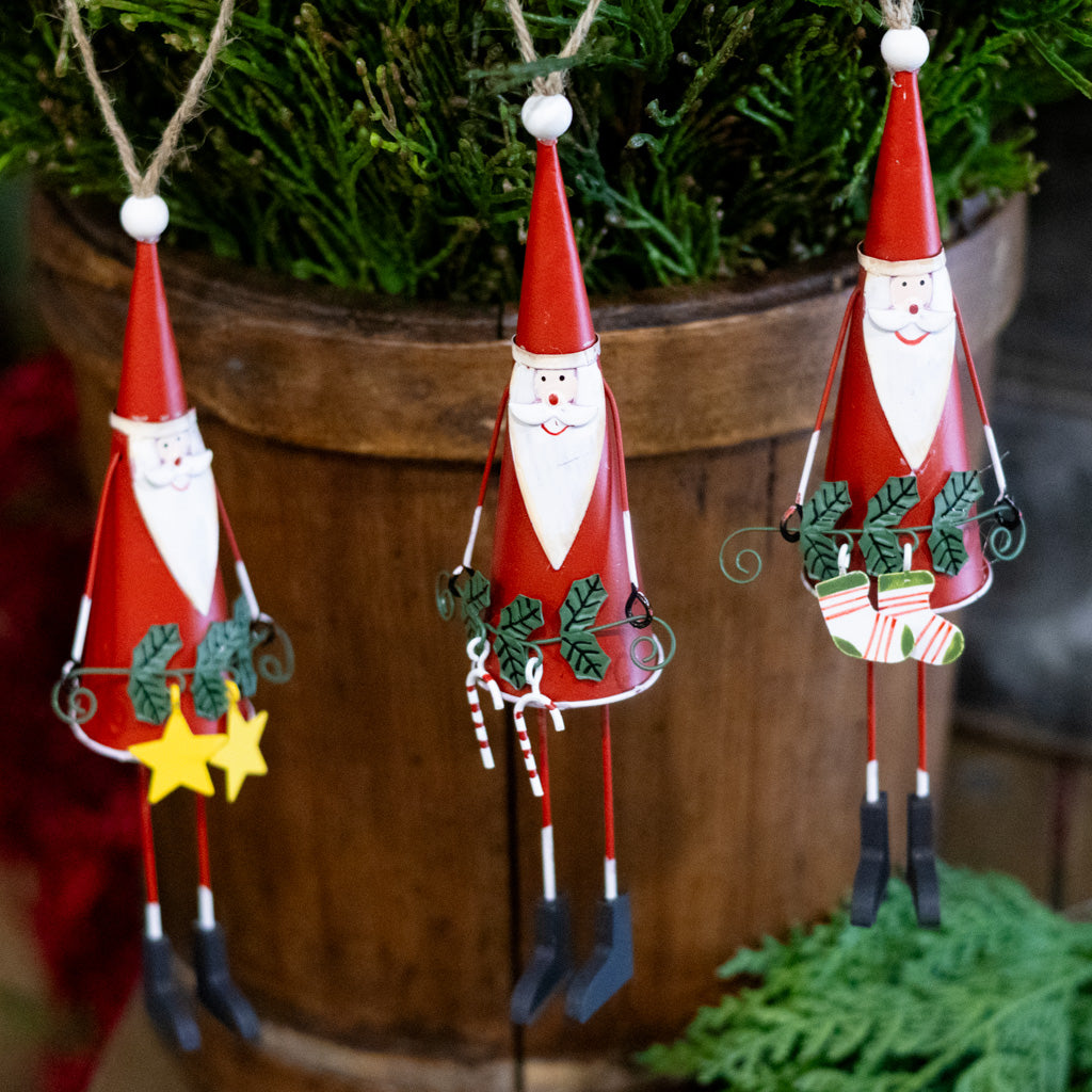 Cone Shaped Metal Santa with Candy Canes