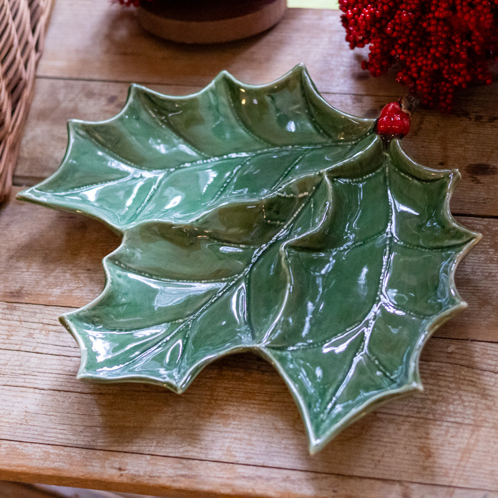 Holly Green Leaf Plate