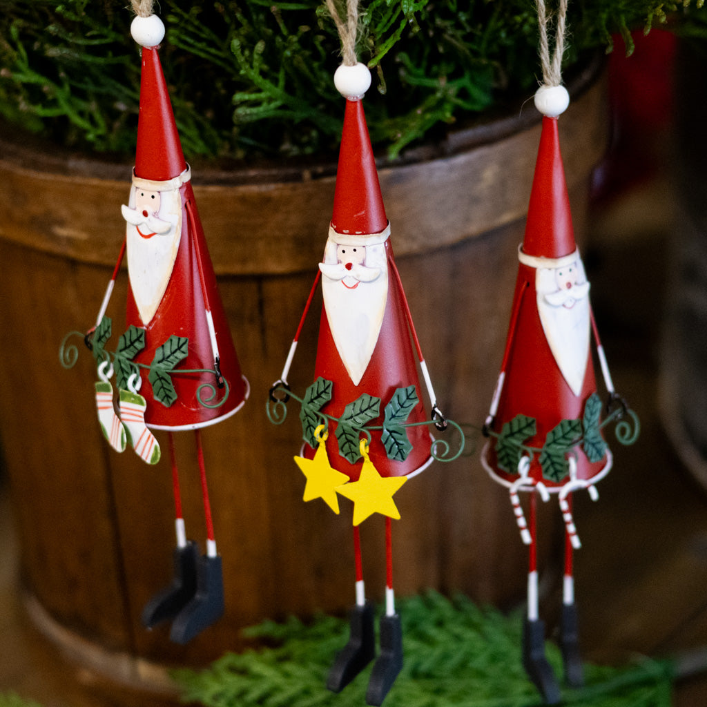 Cone Shaped Metal Santa with Stars