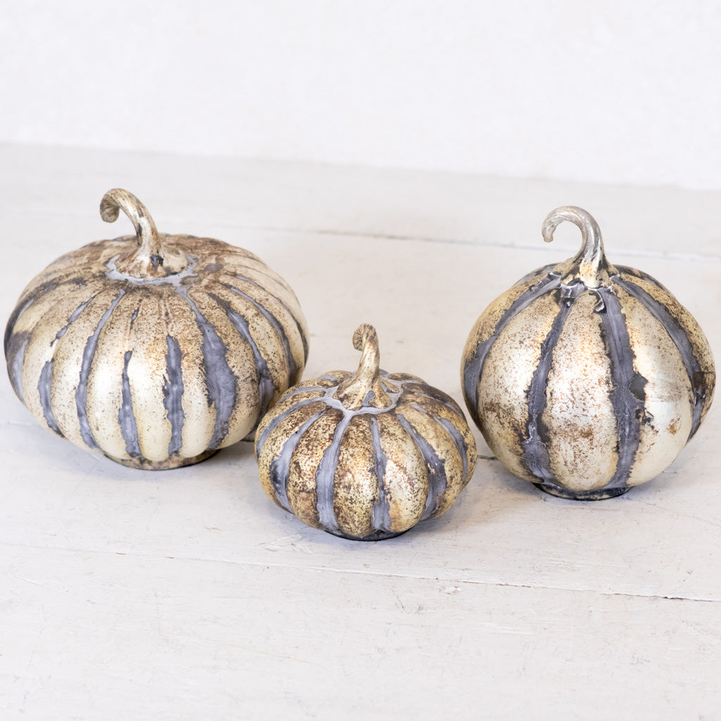 Matte Antiqued Gold Mercury Glass Pumpkin Small